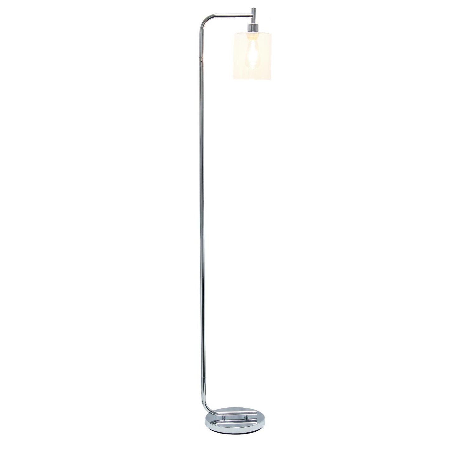 All The Rages Chrome Modern Iron Lantern Floor Lamp With Glass Shade