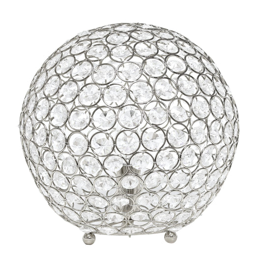 All The Rages Elegant Designs 10" Chrome Finish Elipse Crystal Ball Sequin Table Lamp
