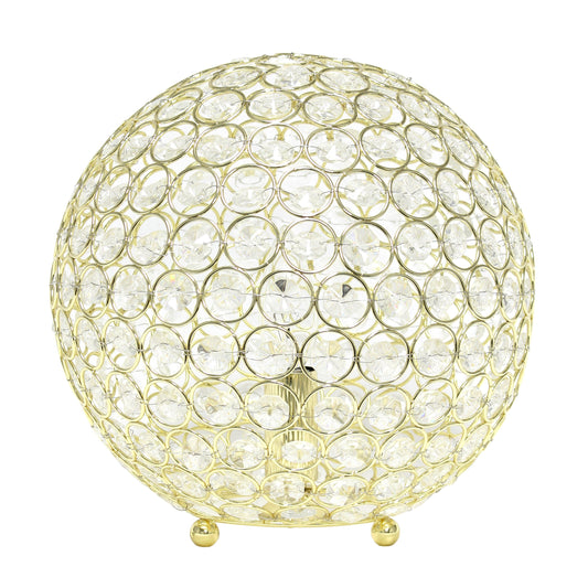 All The Rages Elegant Designs 10" Gold Finish Elipse Crystal Ball Sequin Table Lamp