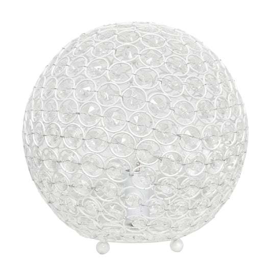 All The Rages Elegant Designs 10" White Finish Elipse Crystal Ball Sequin Table Lamp