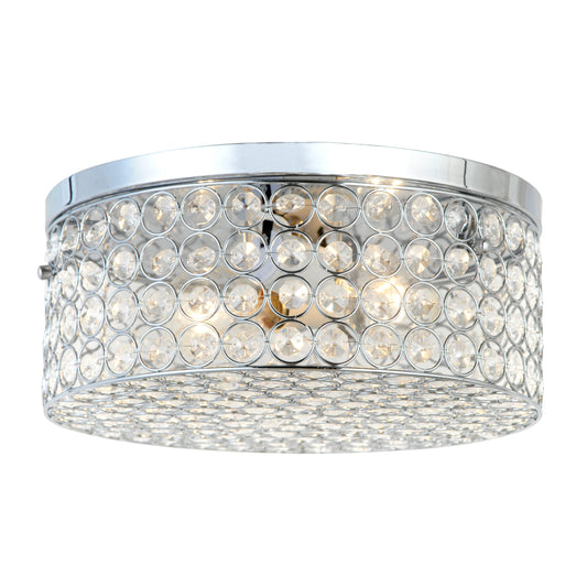 All The Rages Elegant Designs 12″ Chrome Finish Elipse Round 2-Light Flushmount Lamp