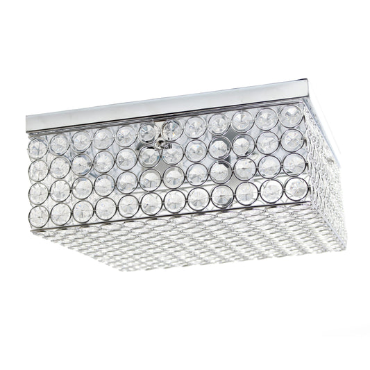 All The Rages Elegant Designs 12″ Chrome Finish Elipse Square 2-Light Flushmount
