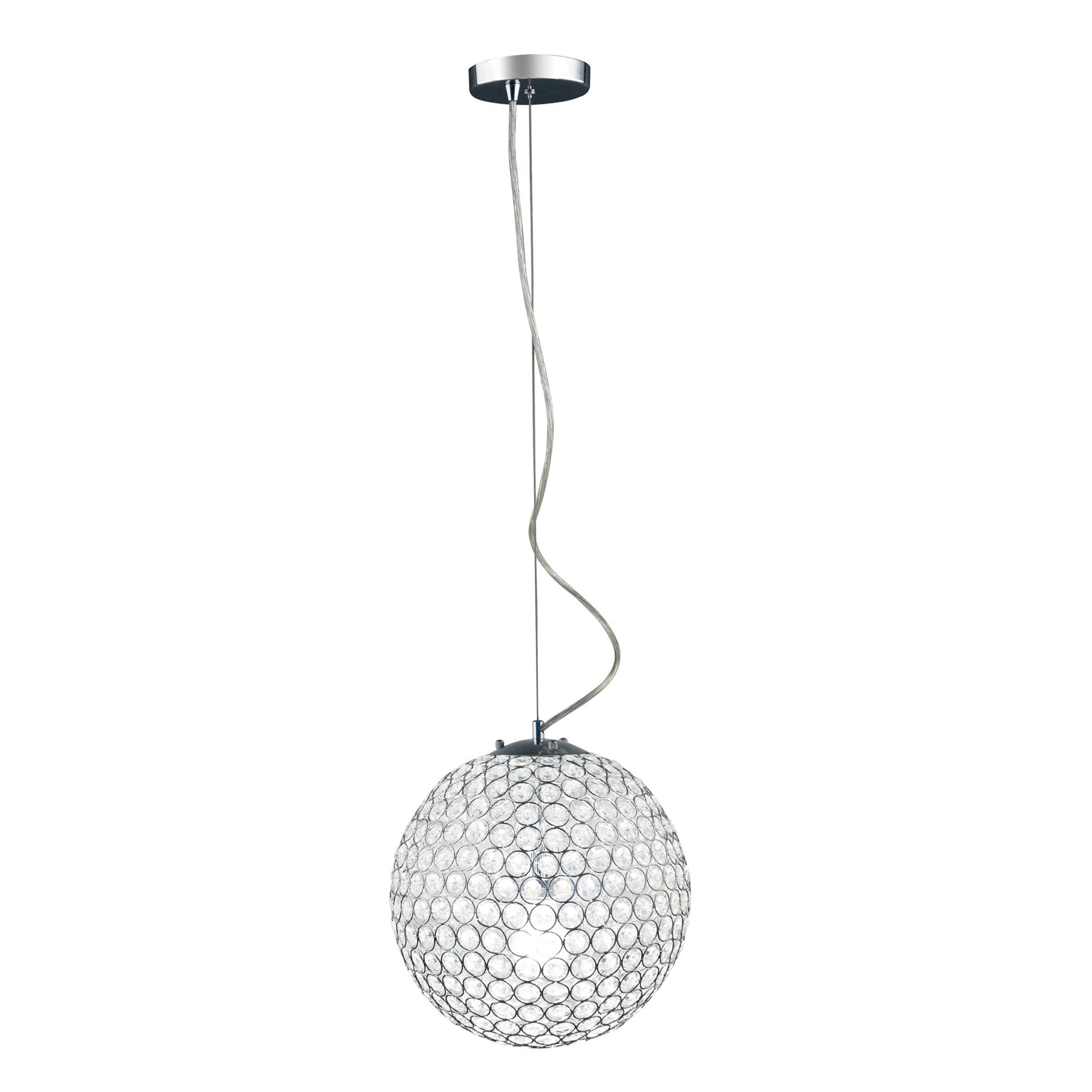 All The Rages Elegant Designs 12" Round Genuine Crystal Ball Pendant Sphere With Chrome Accents
