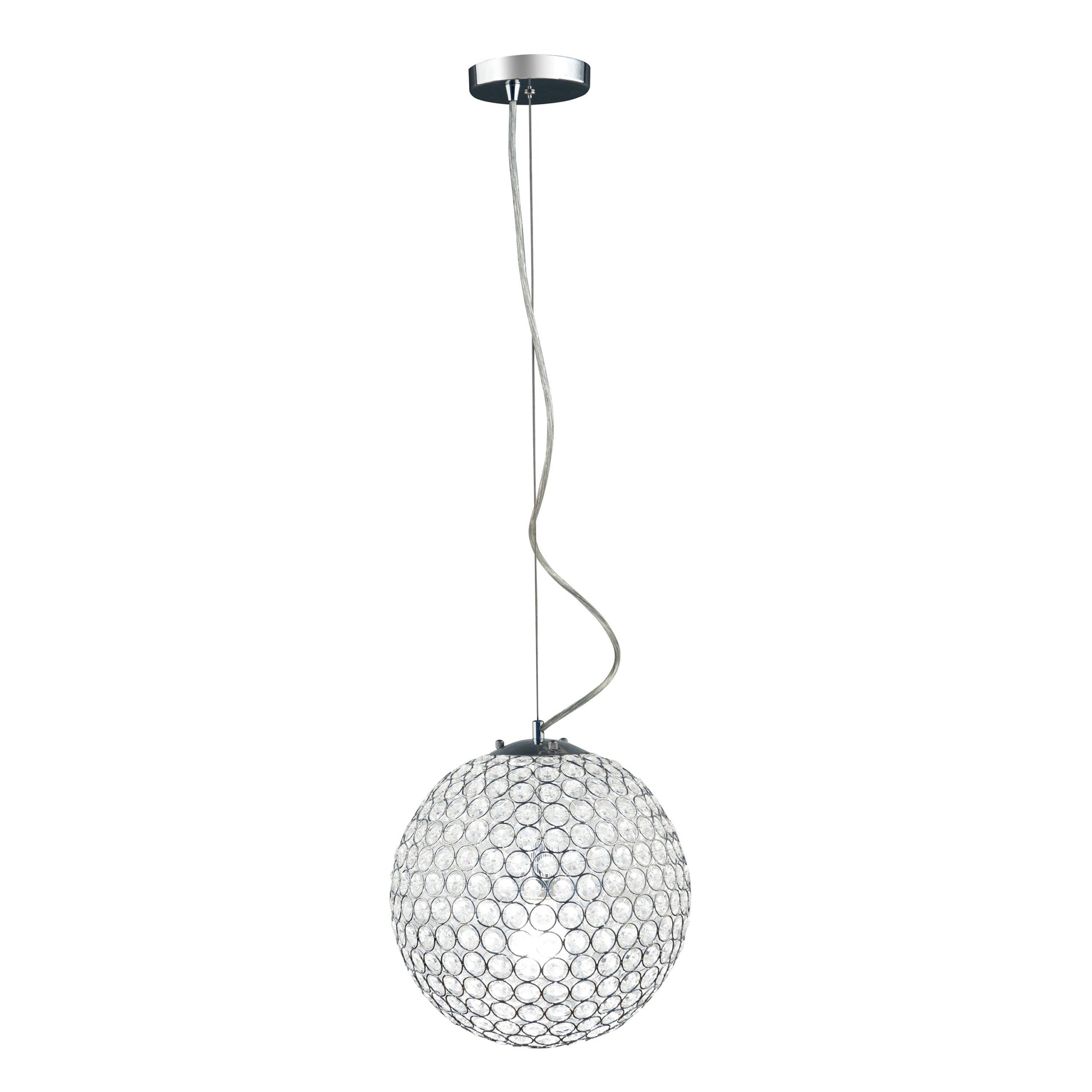 All The Rages Elegant Designs 12" Round Genuine Crystal Ball Pendant Sphere With Chrome Accents