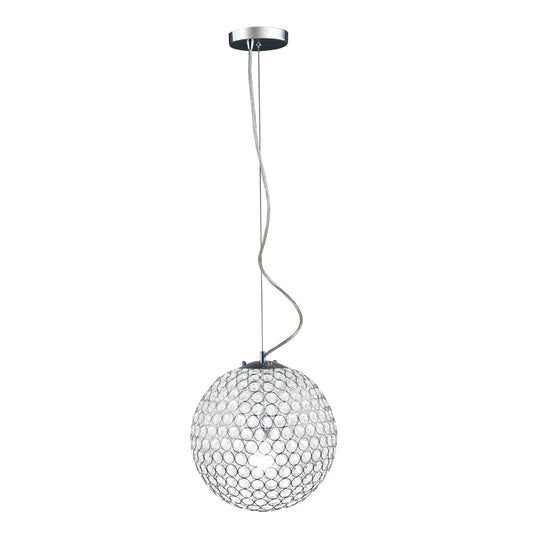 All The Rages Elegant Designs 12" Round Genuine Crystal Ball Pendant Sphere With Chrome Accents
