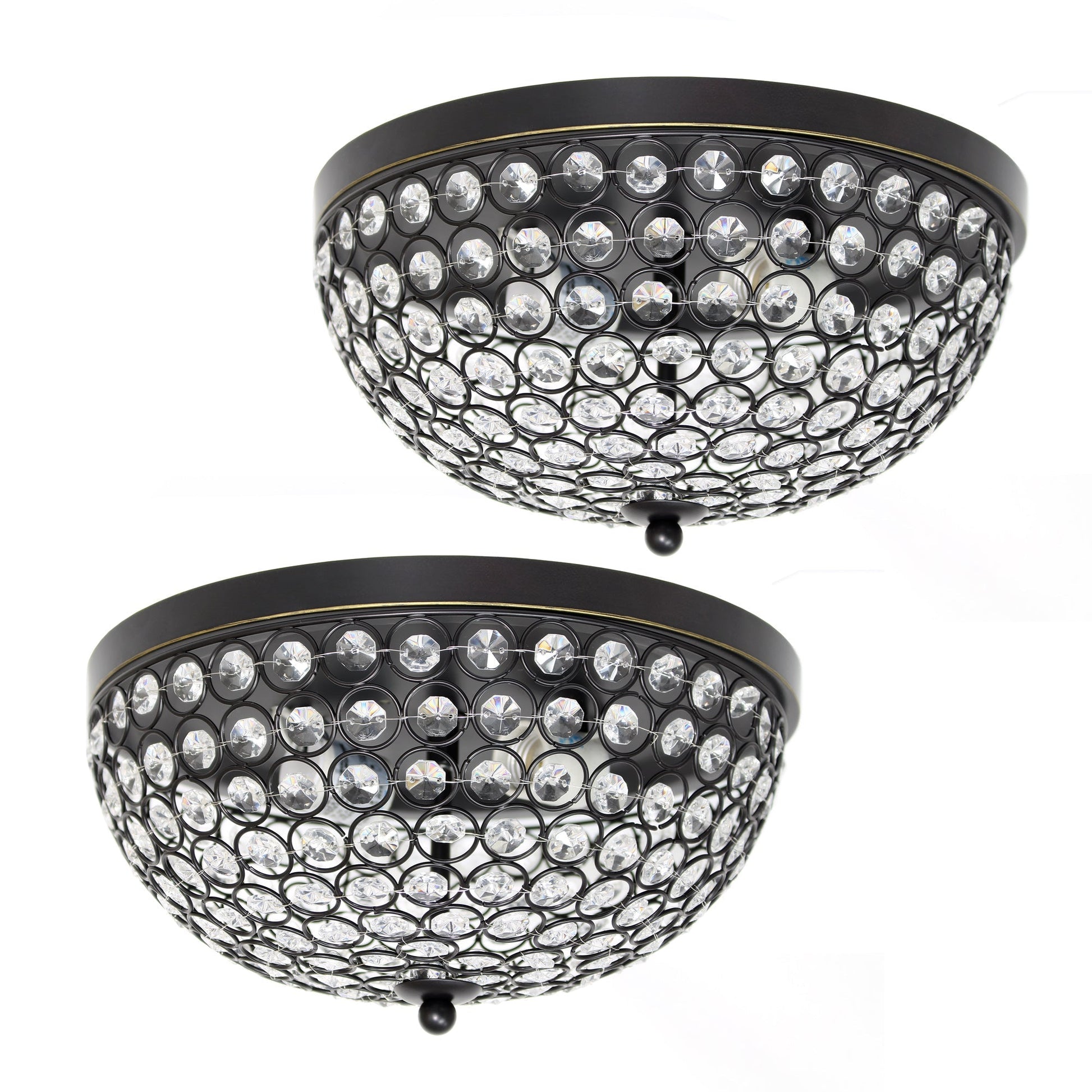 All The Rages Elegant Designs 2-Piece Restoration Bronze Finish Elipse Crystal Flush Mount 2-Light Ceiling Light