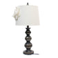 All The Rages Elegant Designs Aged Bronze Stacked Ball Lamp With Couture Linen Flower Shade