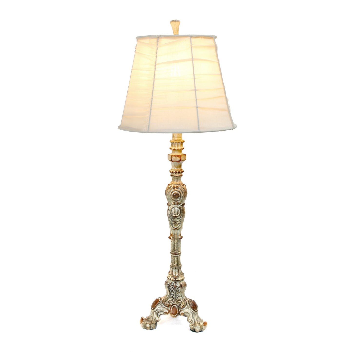 All The Rages Elegant Designs Antique Style Buffet Table Lamp With Cream Ruched Shade