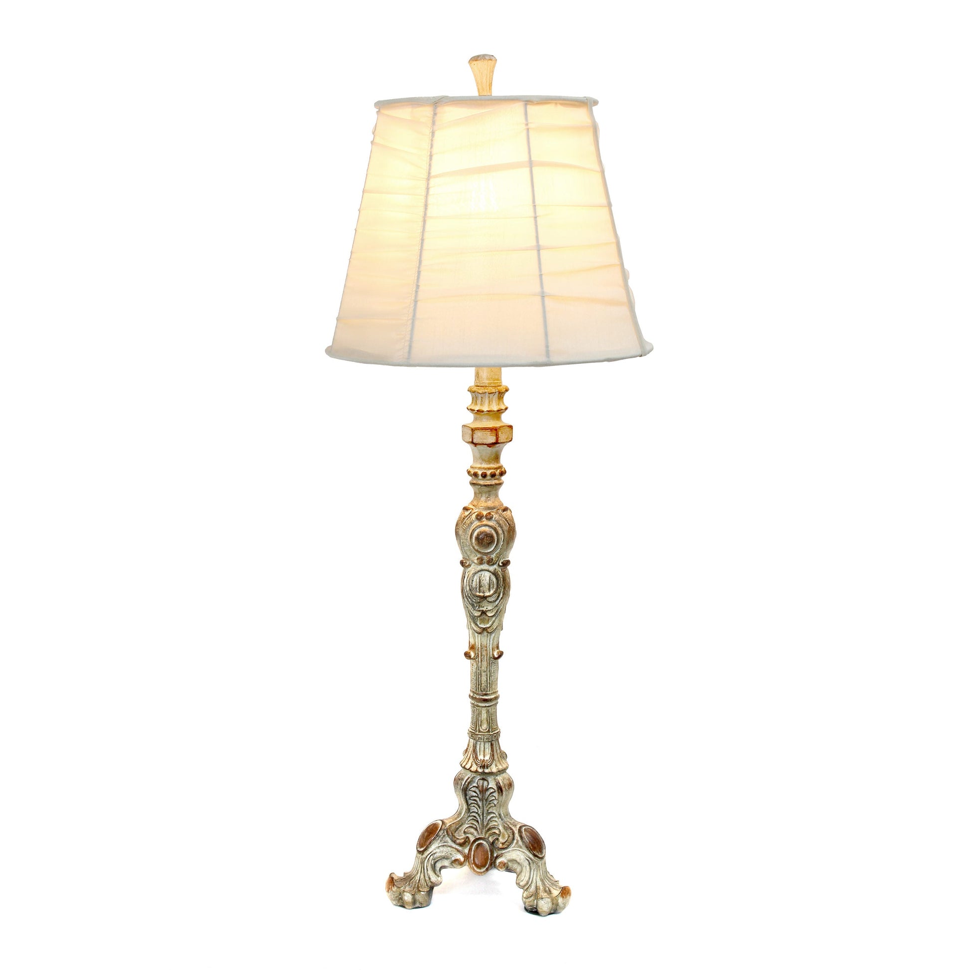 All The Rages Elegant Designs Antique Style Buffet Table Lamp With Cream Ruched Shade