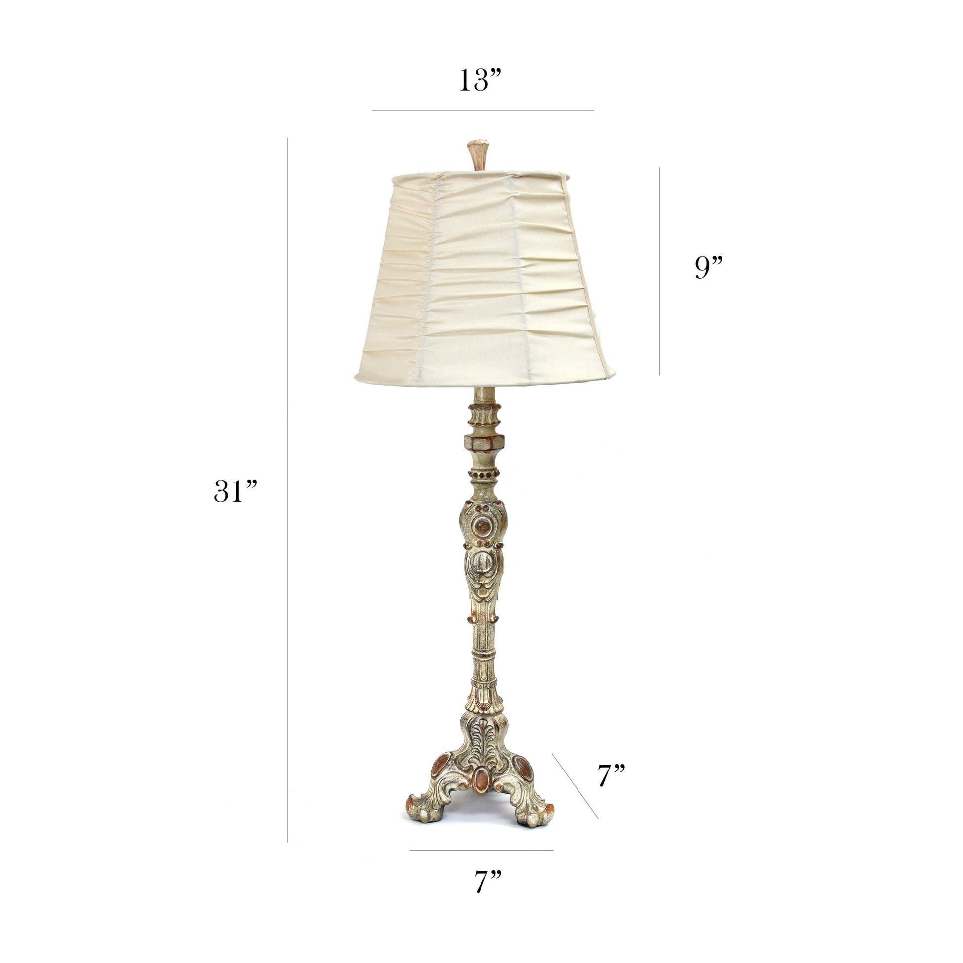 All The Rages Elegant Designs Antique Style Buffet Table Lamp With Cream Ruched Shade