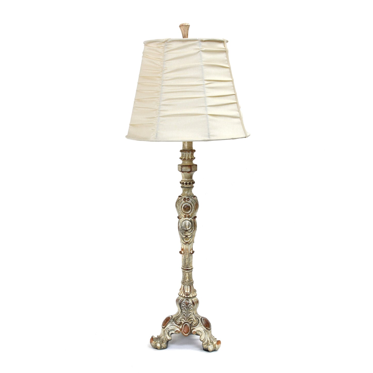 All The Rages Elegant Designs Antique Style Buffet Table Lamp With Cream Ruched Shade