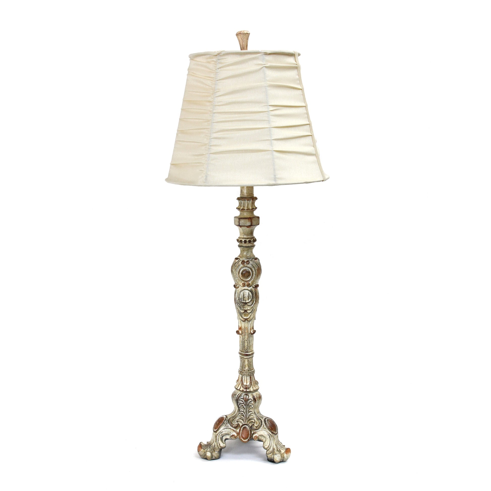 All The Rages Elegant Designs Antique Style Buffet Table Lamp With Cream Ruched Shade