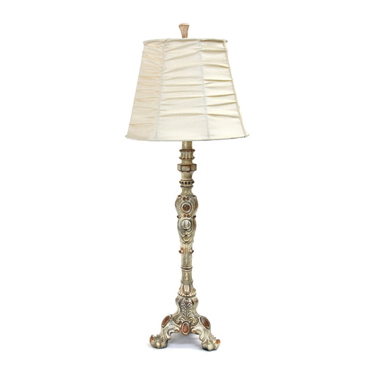 All The Rages Elegant Designs Antique Style Buffet Table Lamp With Cream Ruched Shade
