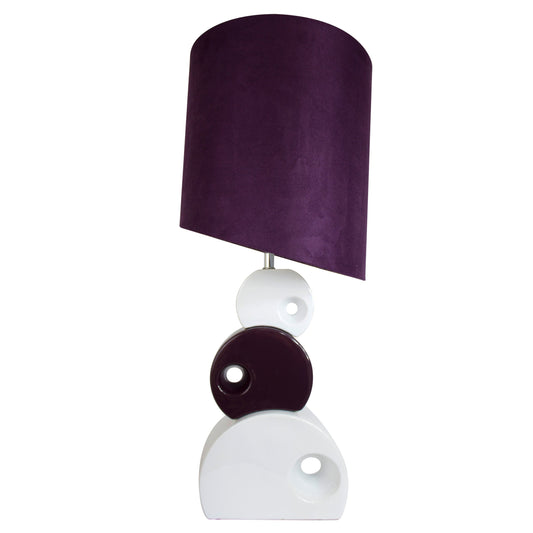 All The Rages Elegant Designs Asymmetrical Shade Purple & White Stacked Circle Ceramic Table Lamp