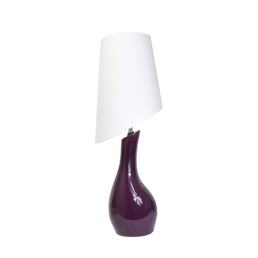 All The Rages Elegant Designs Asymmetrical White Shade With Curved Purple Ceramic Table Lamp