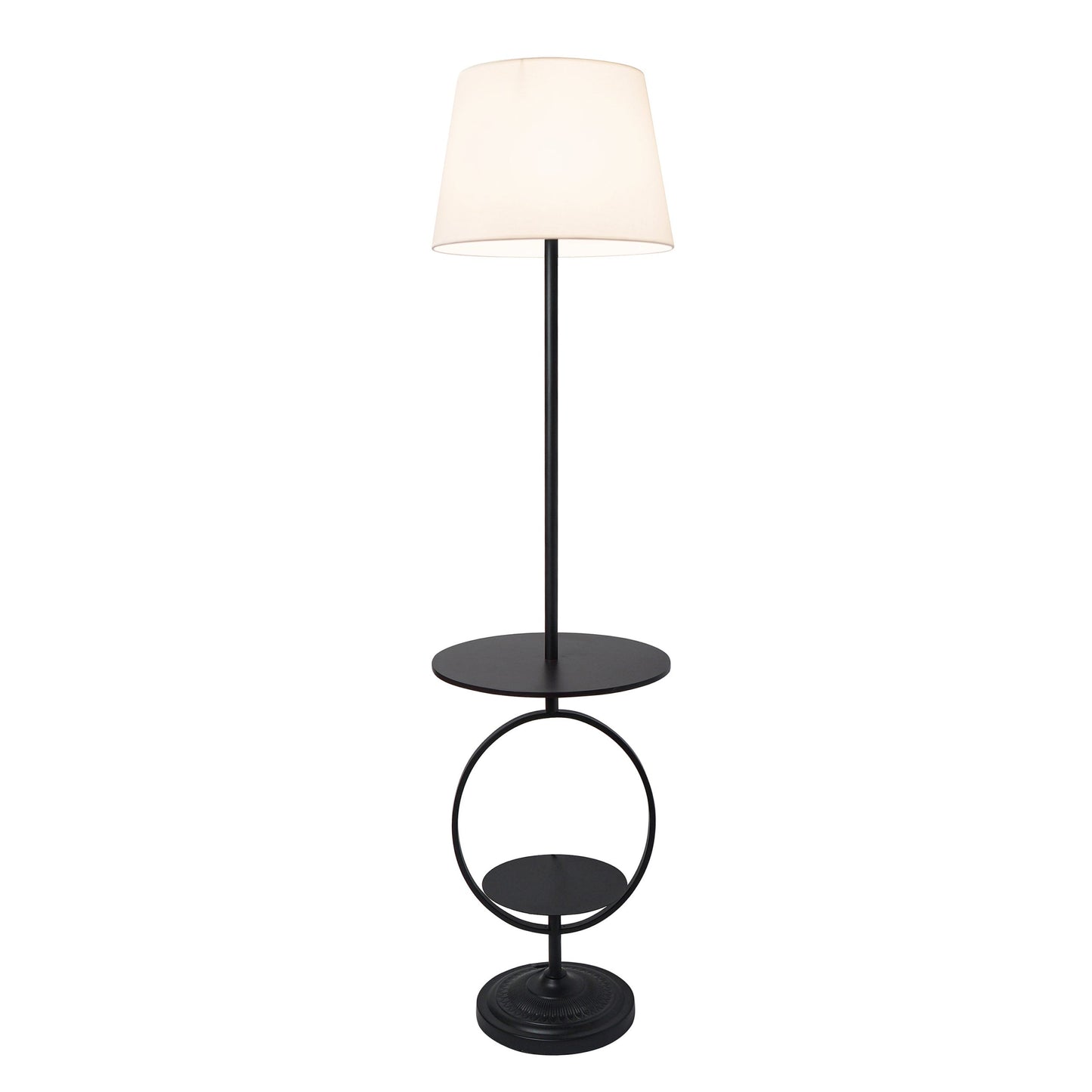 All The Rages Elegant Designs Black Finish Bedside Nightstand End Table Dual Shelf Decorative Floor Lamp