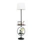 All The Rages Elegant Designs Black Finish Bedside Nightstand End Table Dual Shelf Decorative Floor Lamp