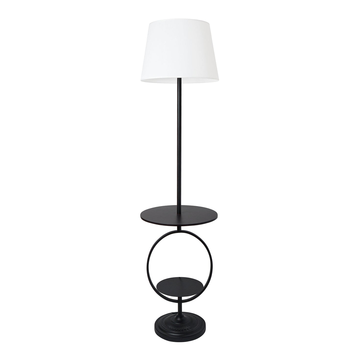 All The Rages Elegant Designs Black Finish Bedside Nightstand End Table Dual Shelf Decorative Floor Lamp