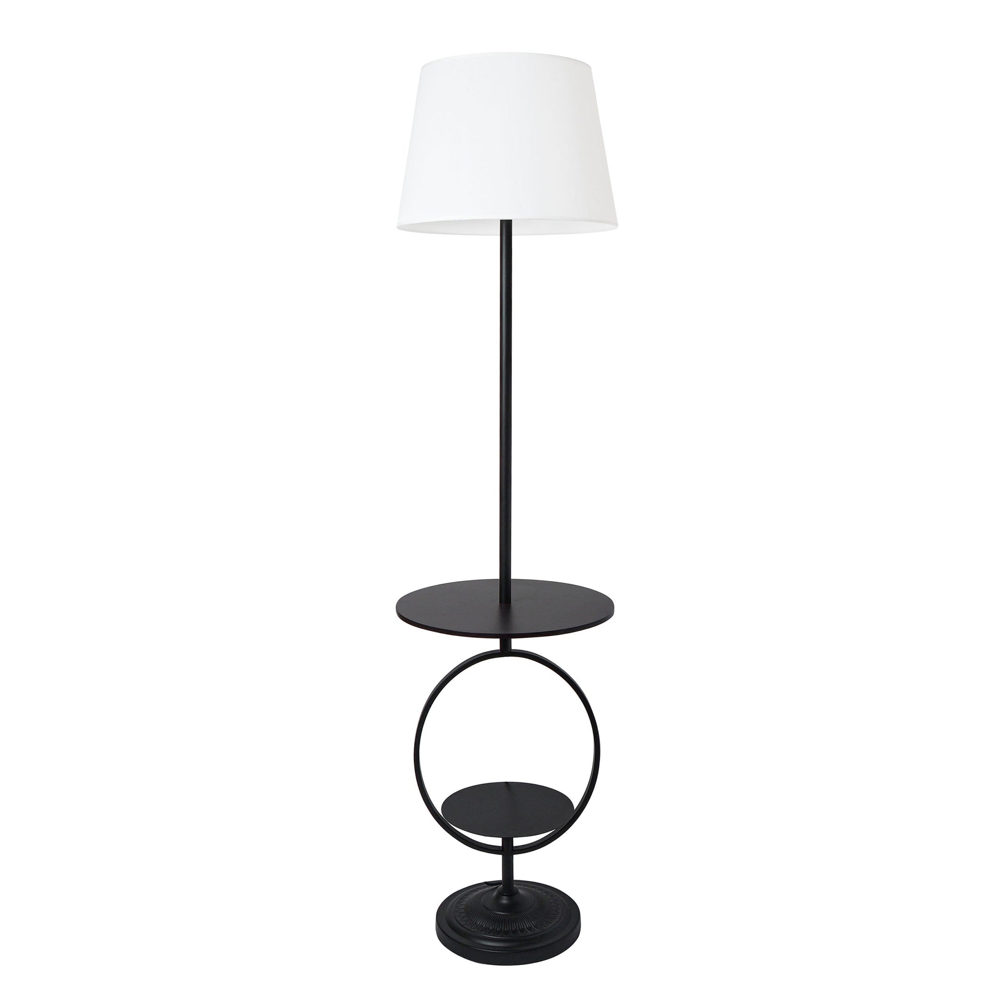 All The Rages Elegant Designs Black Finish Bedside Nightstand End Table Dual Shelf Decorative Floor Lamp