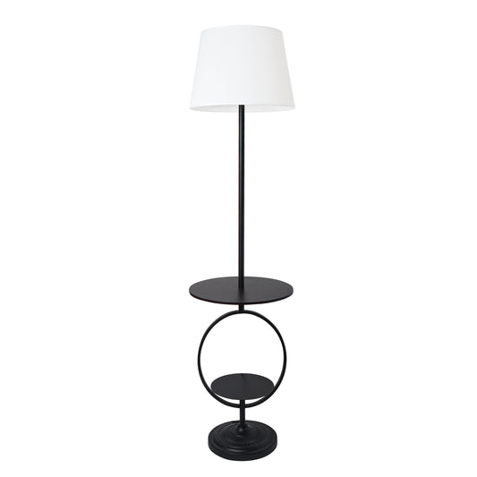 All The Rages Elegant Designs Black Finish Bedside Nightstand End Table Dual Shelf Decorative Floor Lamp