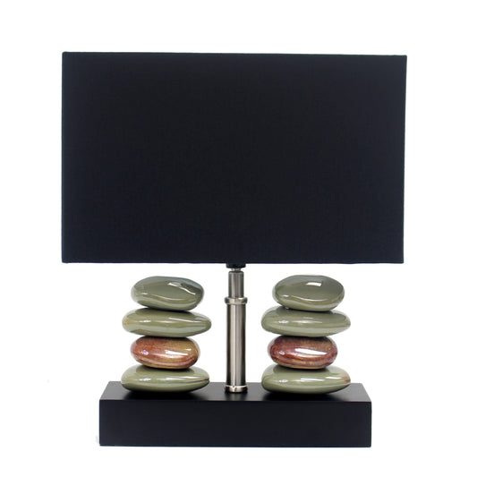 All The Rages Elegant Designs Black Shade Rectangular Dual Stacked Stone Ceramic Table Lamp