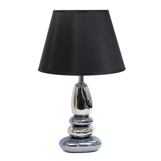 All The Rages Elegant Designs Black Shade Stacked Chrome and Metallic Blue Stones Ceramic Table Lamp