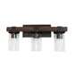 All The Rages Elegant Designs Brown 3-Light Industrial Rustic Bath Vanity Light In Restored Wood Look