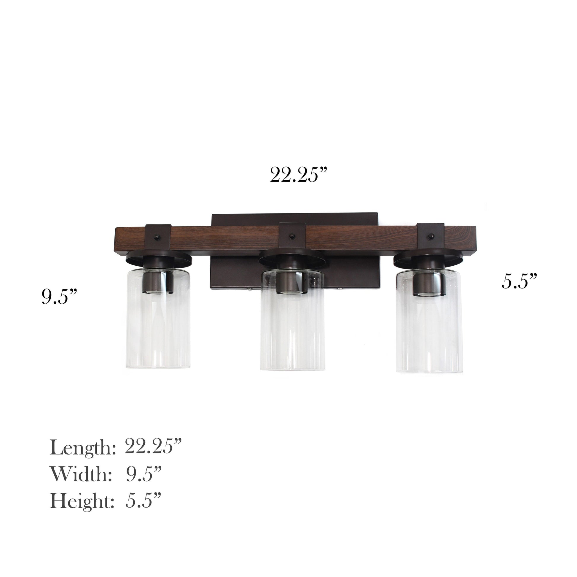 All The Rages Elegant Designs Brown 3-Light Industrial Rustic Bath Vanity Light In Restored Wood Look