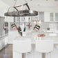 All The Rages Elegant Designs Brushed Nickel 2-Light Kitchen Pot Rack With Downlights