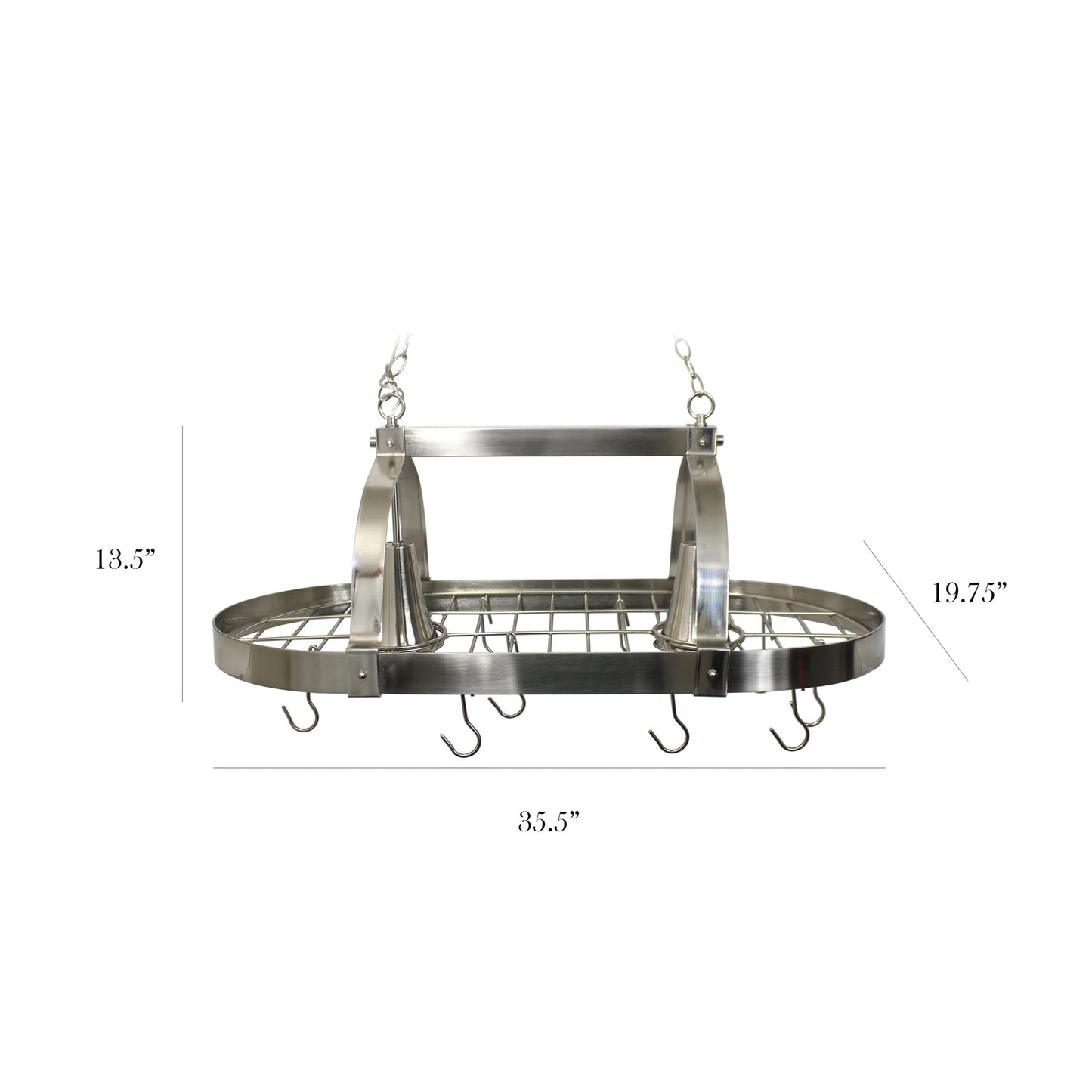 All The Rages Elegant Designs Brushed Nickel 2-Light Kitchen Pot Rack With Downlights