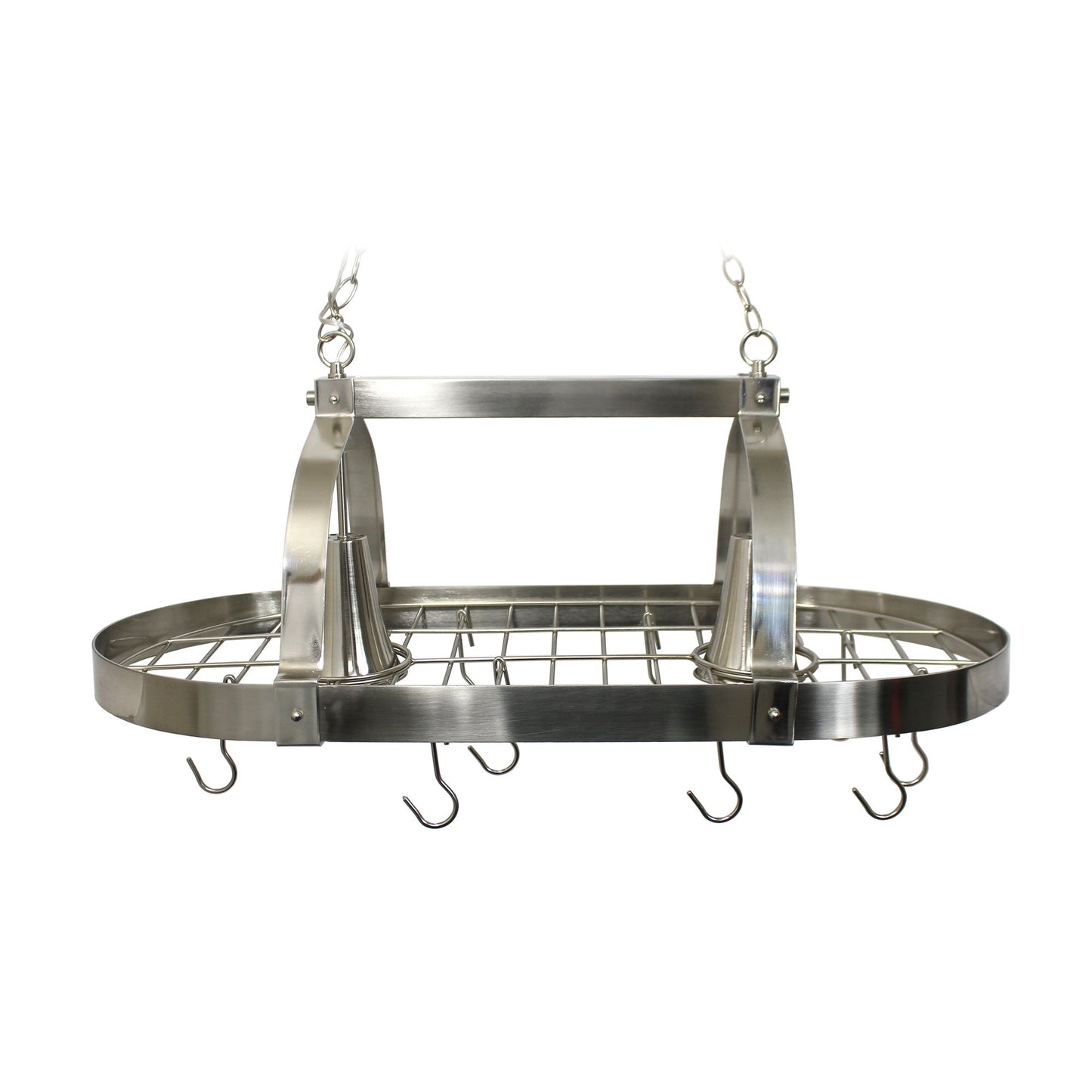All The Rages Elegant Designs Brushed Nickel 2-Light Kitchen Pot Rack With Downlights