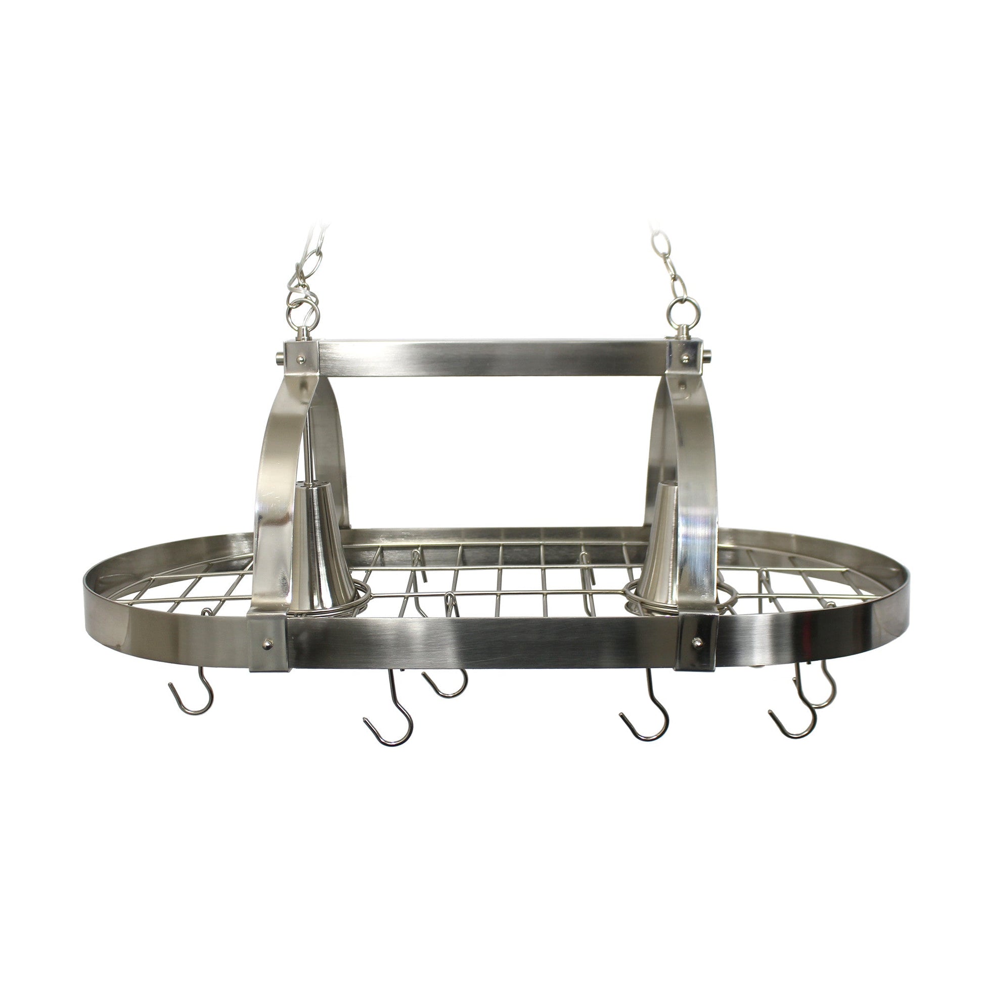 All The Rages Elegant Designs Brushed Nickel 2-Light Kitchen Pot Rack With Downlights