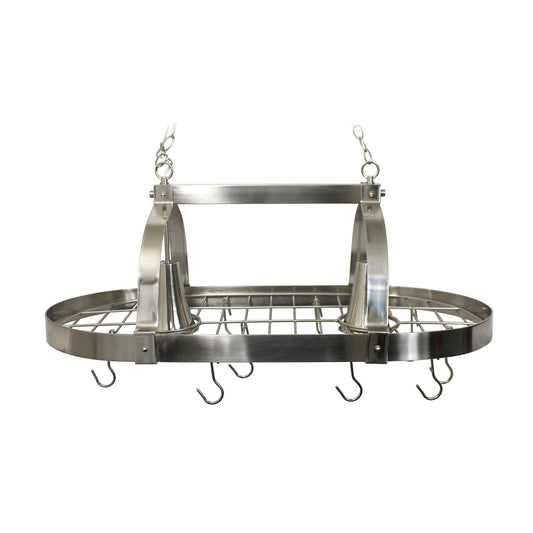 All The Rages Elegant Designs Brushed Nickel 2-Light Kitchen Pot Rack With Downlights