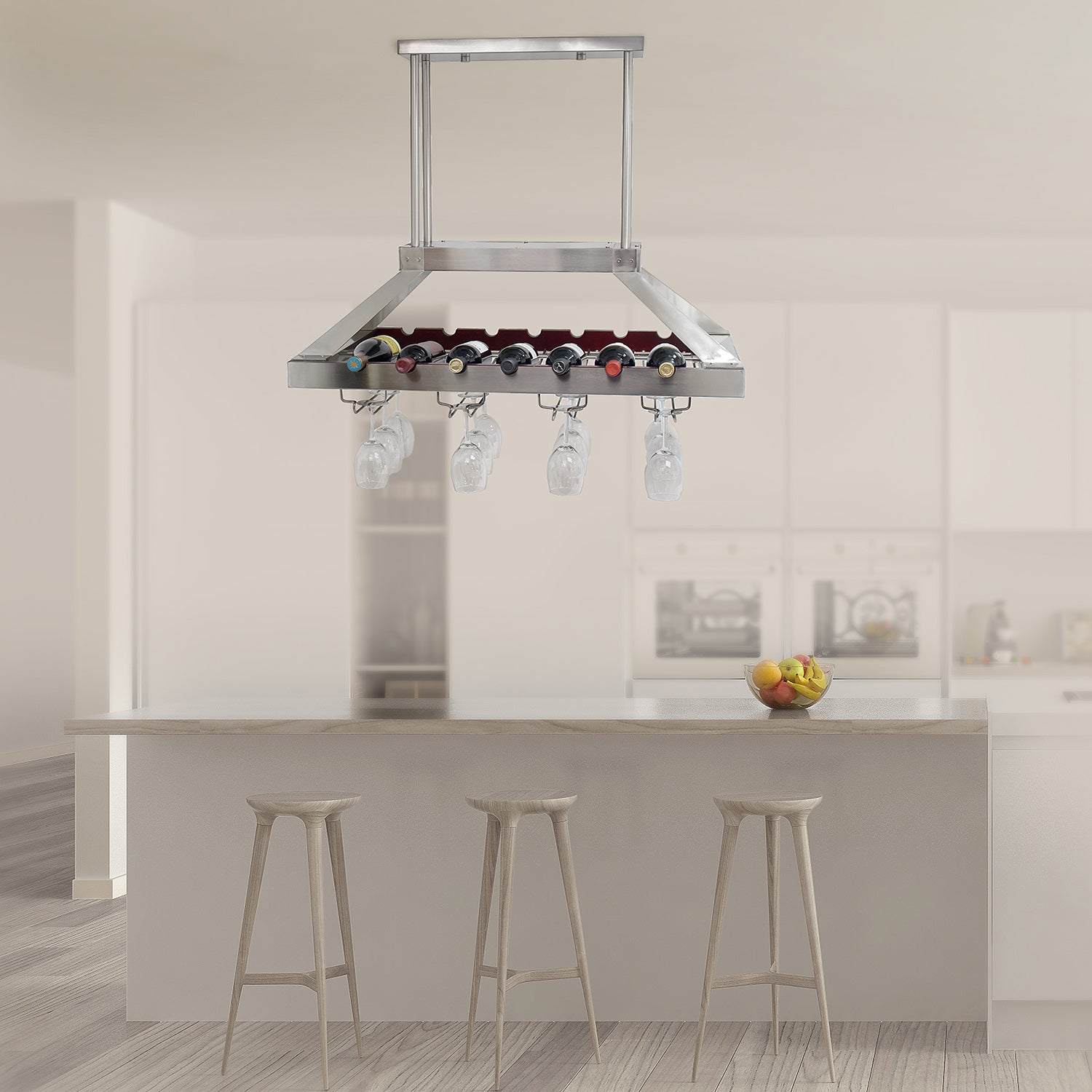 All The Rages Elegant Designs Brushed Nickel 2-Light LED Overhead Wine Rack Downlight