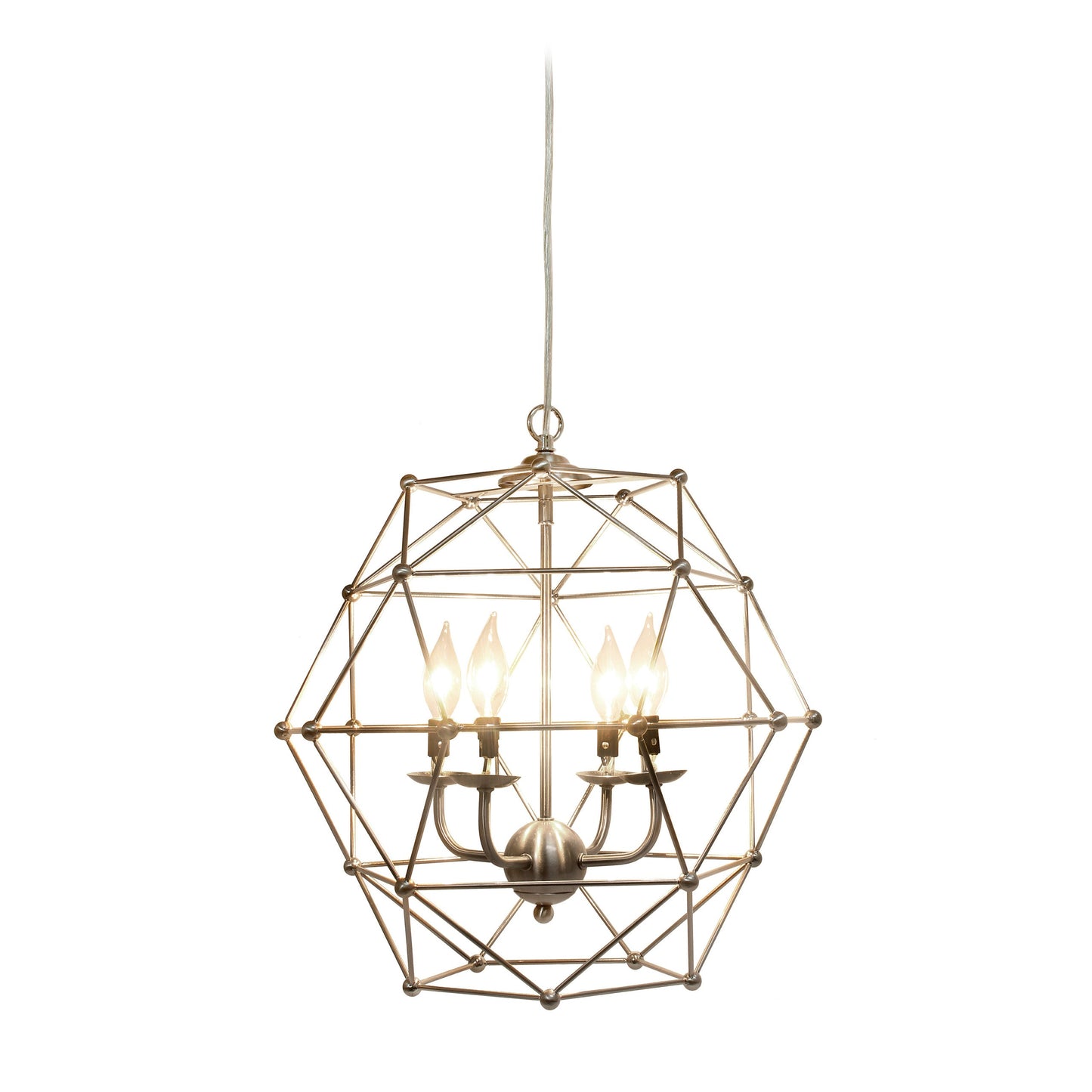 All The Rages Elegant Designs Brushed Nickel 4-Light Hexagon Industrial Rustic Pendant Light