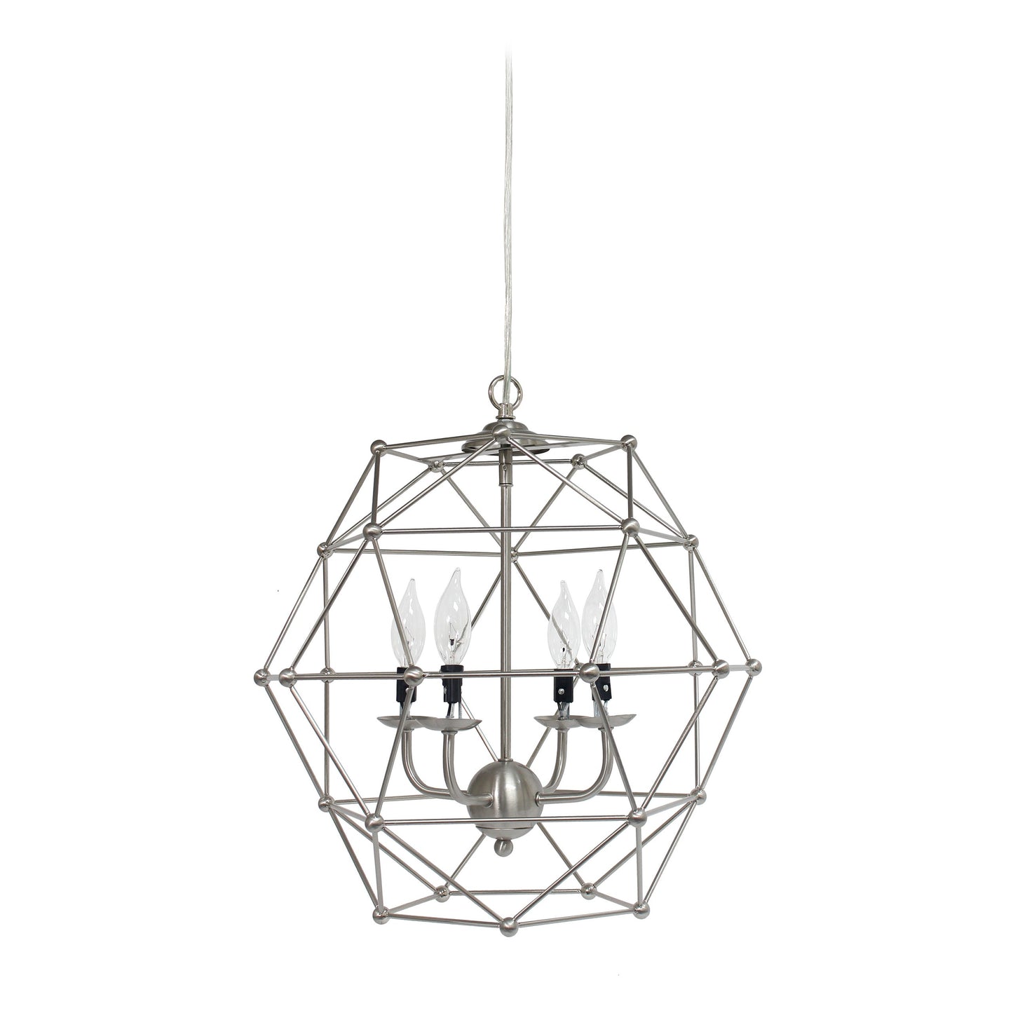 All The Rages Elegant Designs Brushed Nickel 4-Light Hexagon Industrial Rustic Pendant Light