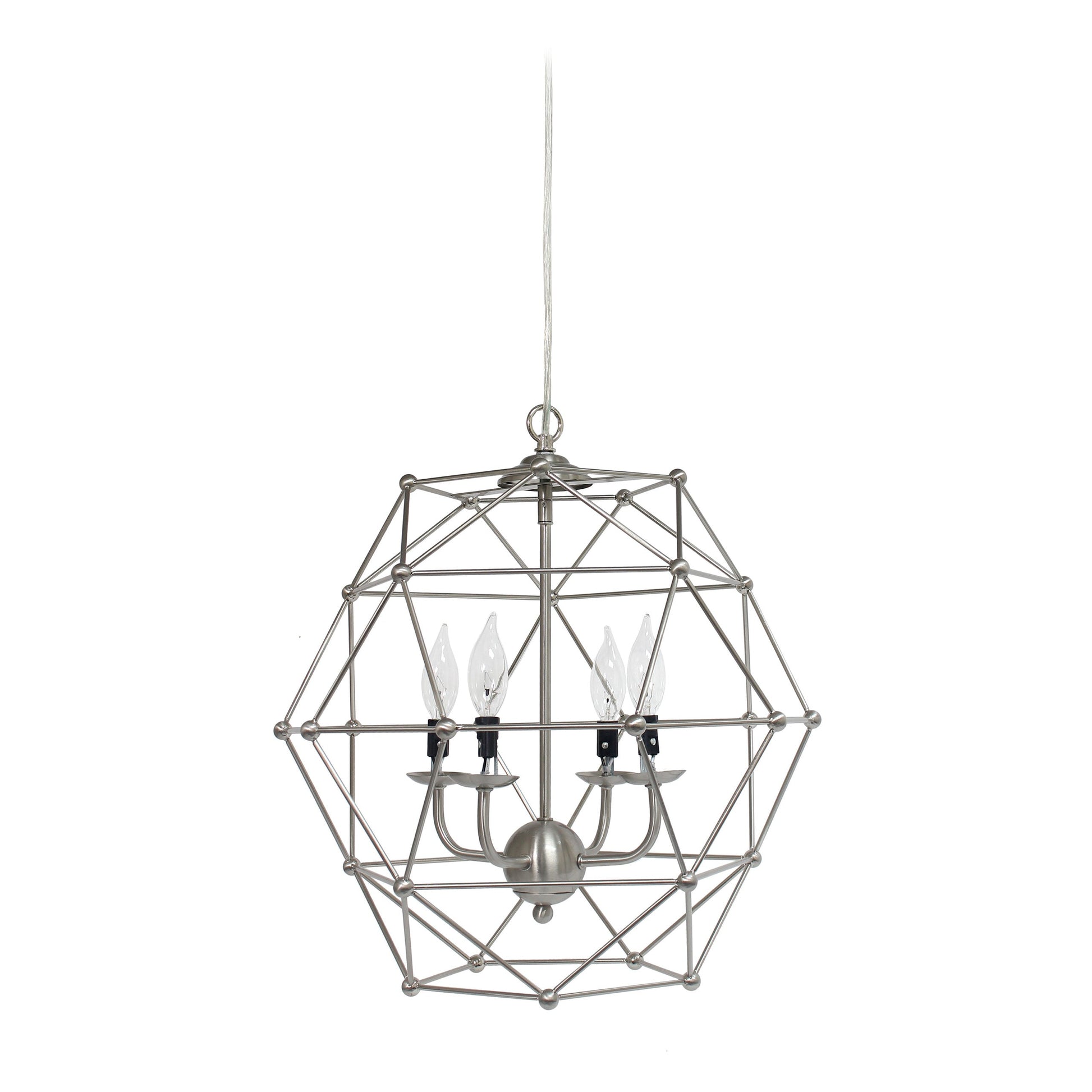 All The Rages Elegant Designs Brushed Nickel 4-Light Hexagon Industrial Rustic Pendant Light