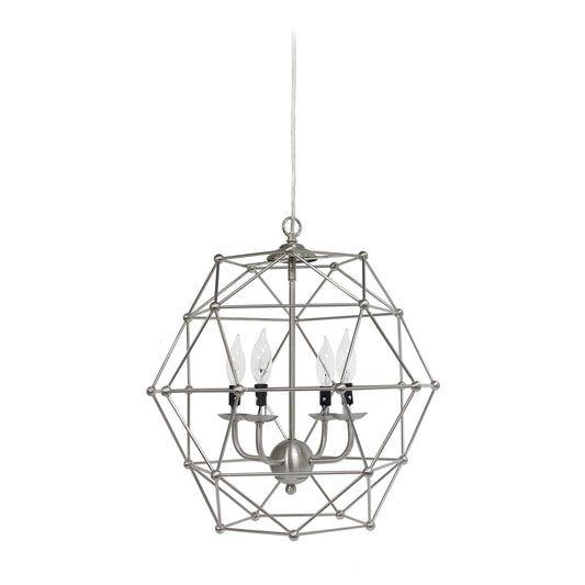 All The Rages Elegant Designs Brushed Nickel 4-Light Hexagon Industrial Rustic Pendant Light