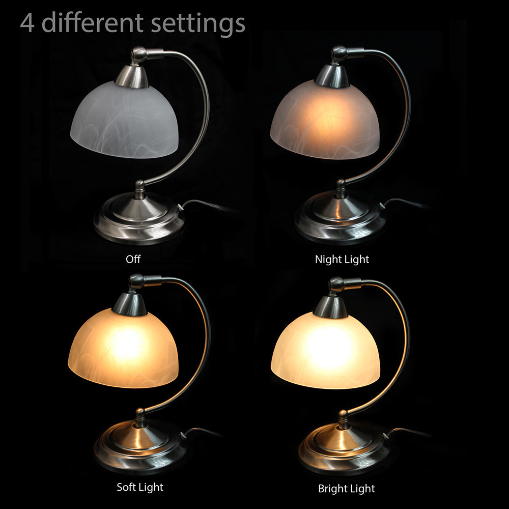 All The Rages Elegant Designs Brushed Nickel Mini Modern Bankers Desk Lamp With Touch Dimmer Control Base