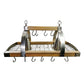 All The Rages Elegant Designs Brushed Nickel & Wood 2-Light Kitchen Pot Rack With Downlights