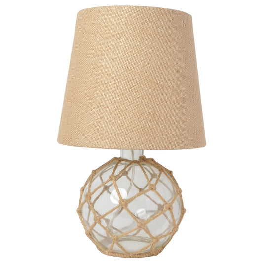 All The Rages Elegant Designs Burlap Fabric Shade And Clear Buoy Rope Nautical Netted Coastal Ocean Sea Glass Table Lamp