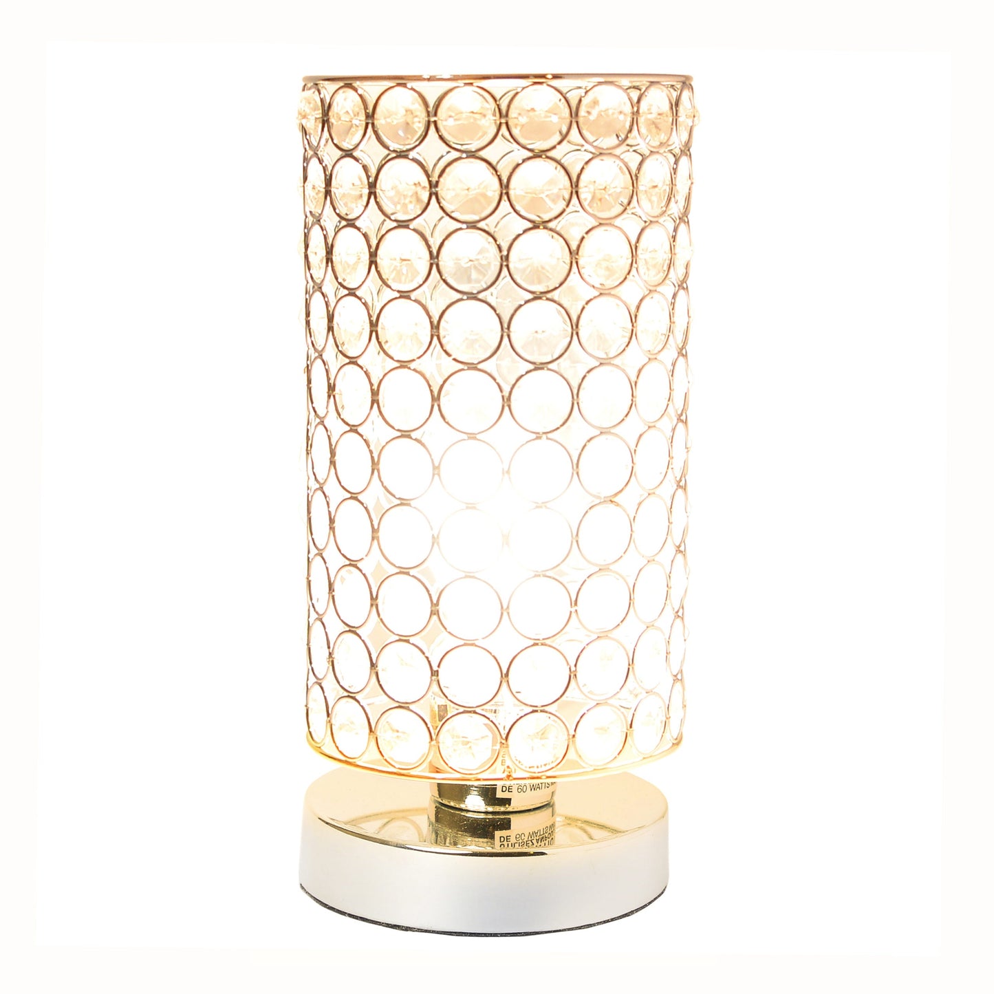 All The Rages Elegant Designs Chrome Finish Elipse Crystal Bedside Nightstand Cylindrical Uplight Table Lamp