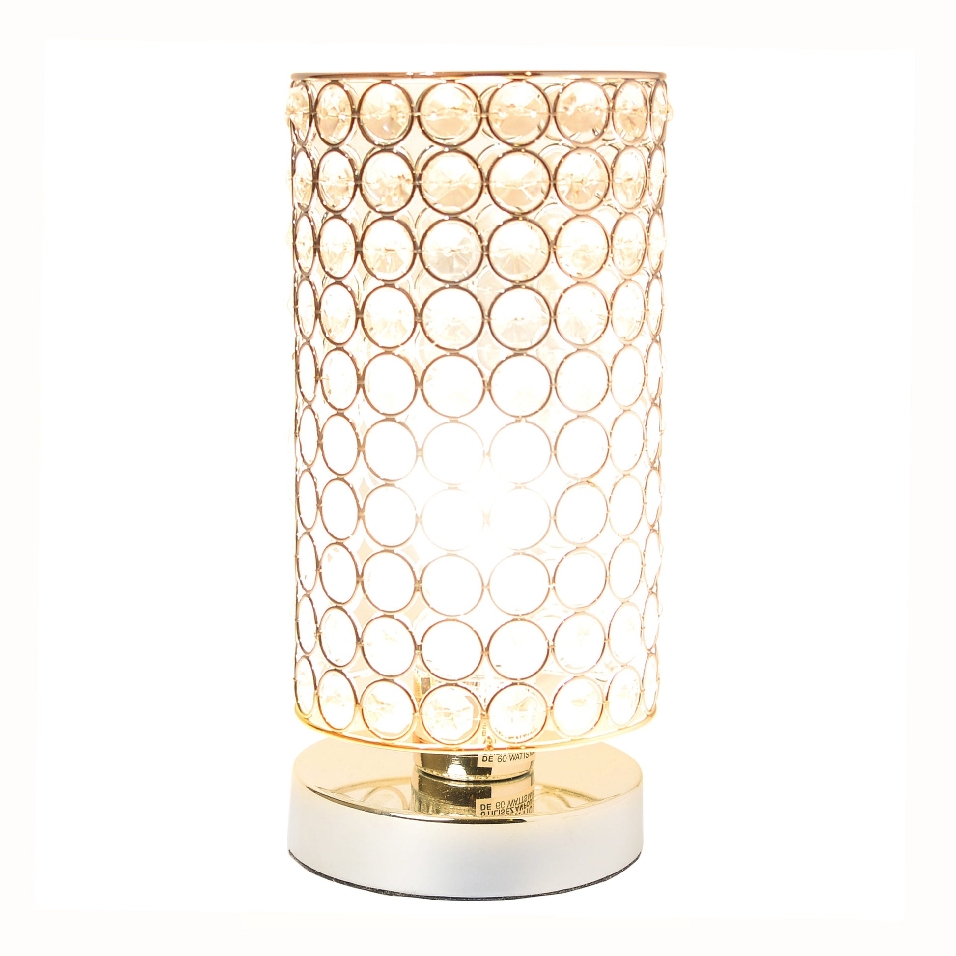 All The Rages Elegant Designs Chrome Finish Elipse Crystal Bedside Nightstand Cylindrical Uplight Table Lamp