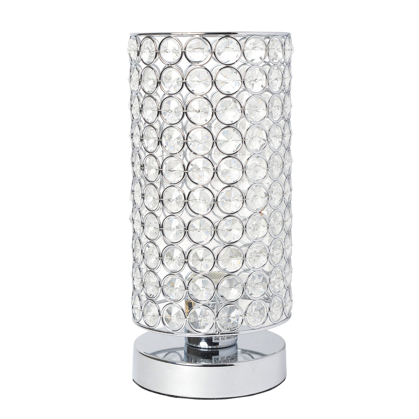 All The Rages Elegant Designs Chrome Finish Elipse Crystal Bedside Nightstand Cylindrical Uplight Table Lamp