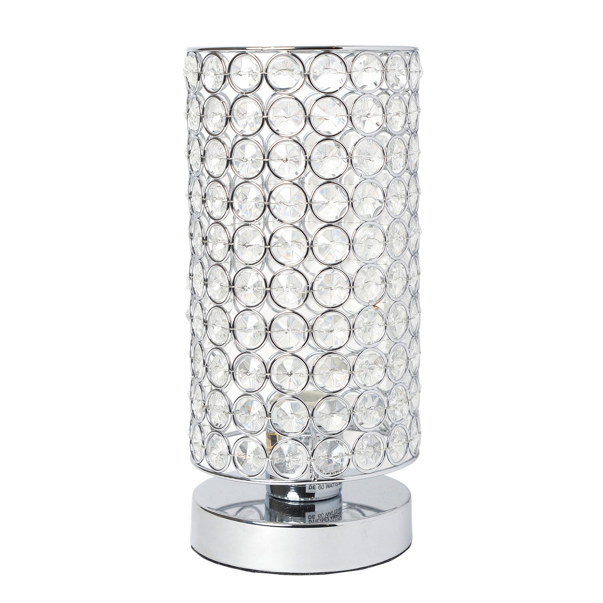 All The Rages Elegant Designs Chrome Finish Elipse Crystal Bedside Nightstand Cylindrical Uplight Table Lamp