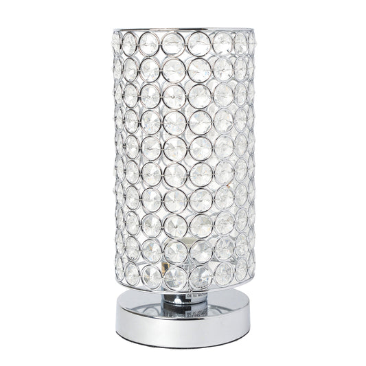 All The Rages Elegant Designs Chrome Finish Elipse Crystal Bedside Nightstand Cylindrical Uplight Table Lamp