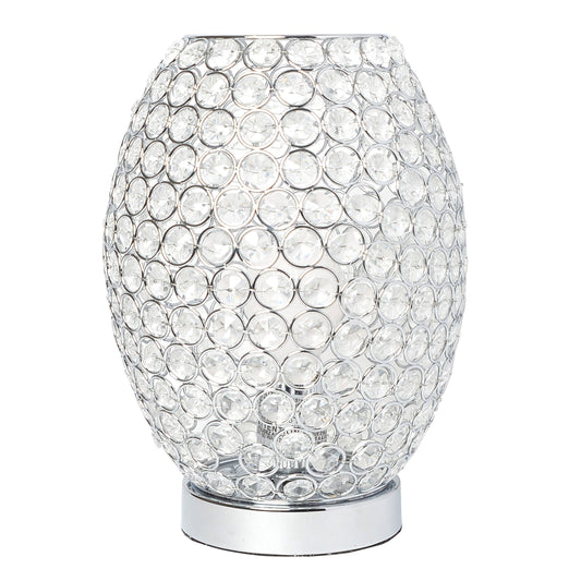 All The Rages Elegant Designs Chrome Finish Elipse Crystal Decorative Curved Accent Uplight Table Lamp
