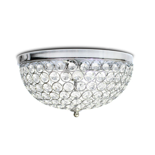 All The Rages Elegant Designs Chrome Finish Elipse Crystal Flush Mount 2-Light Ceiling Light
