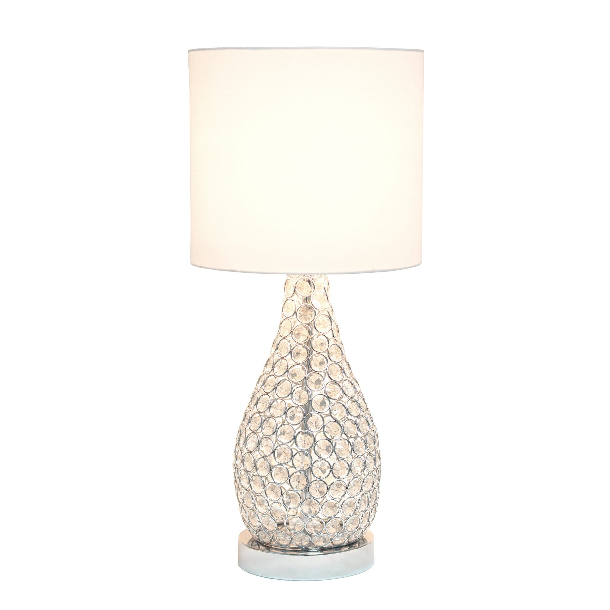 All The Rages Elegant Designs Chrome Finish Elipse Crystal Pinned Decorative Gourd Accent Table Lamp