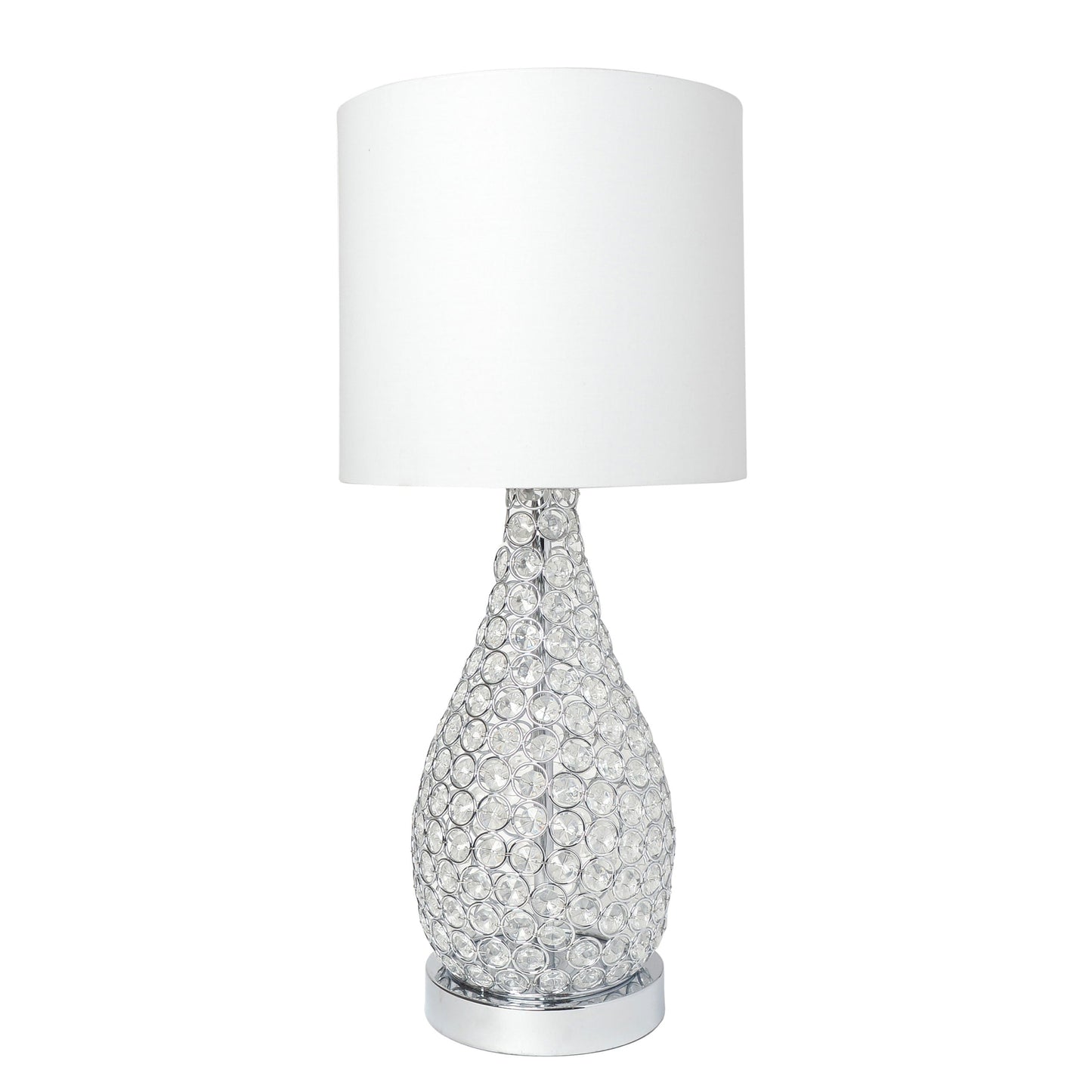 All The Rages Elegant Designs Chrome Finish Elipse Crystal Pinned Decorative Gourd Accent Table Lamp